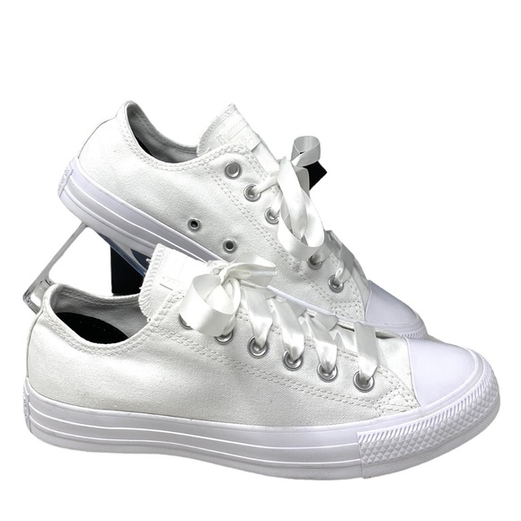 Converse Ctas Low Top Wedding White Canvas Women's Sneakers Custom 171213C-WT - Picture 1 of 11